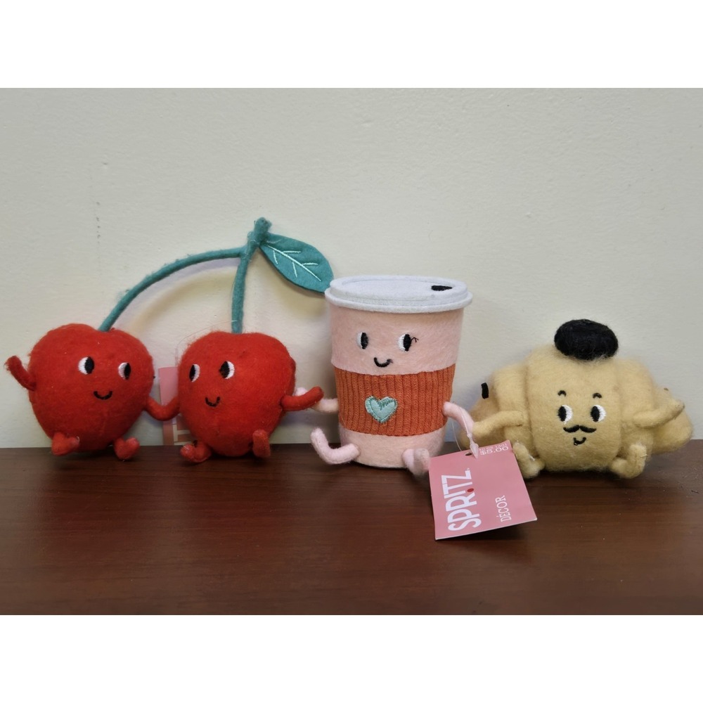 Spritz Decor Target Felt Lot Duo Cherries /‎ Croissant / Drink Cup NWT